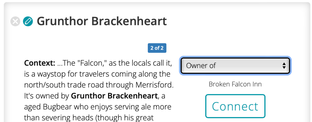 Setting Grunthor Brackenheart as the Owner of the Broken Falcon Inn