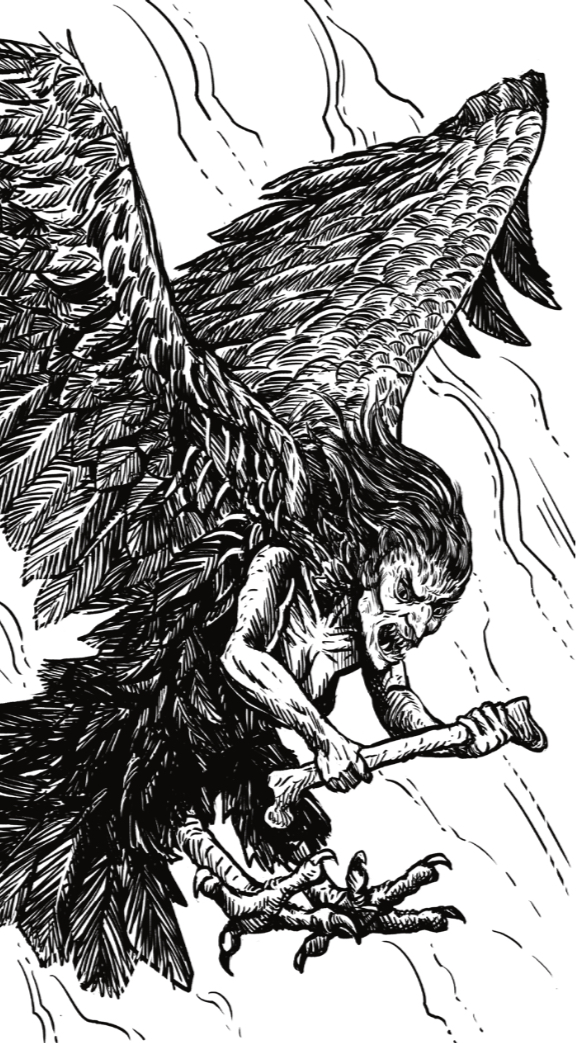 A harpy swoops down to attack