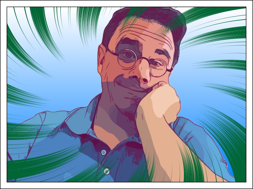 Comic Wes in a thoughtful pose.